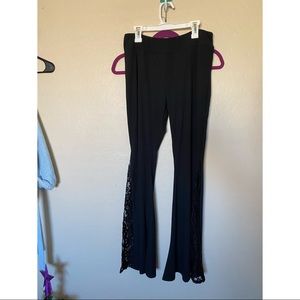 Black Lace down Leg Flare Pants